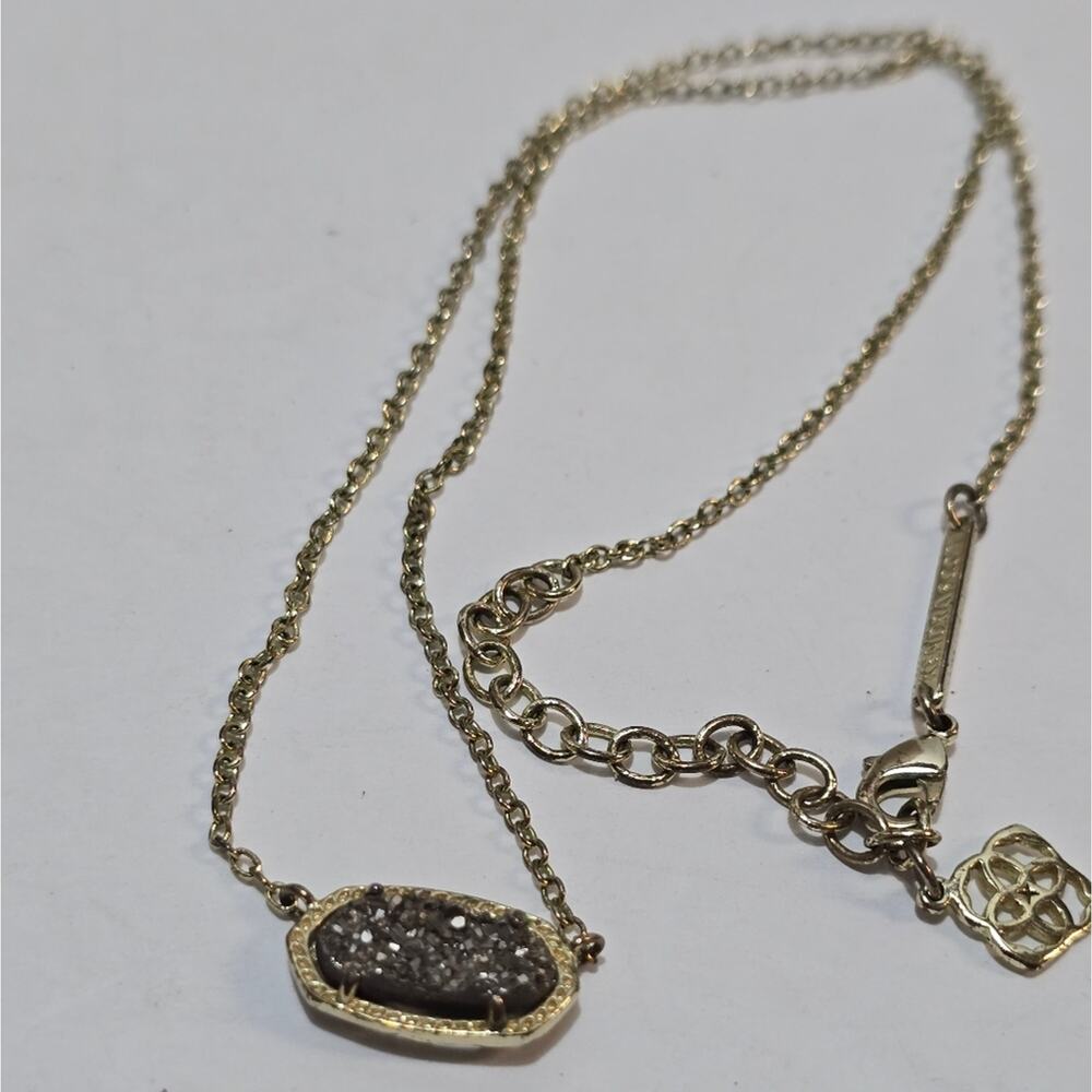 Kendra Scott Elisa Platinum Drusy and Gold Plated Pendant Necklace - Picture 5 of 6